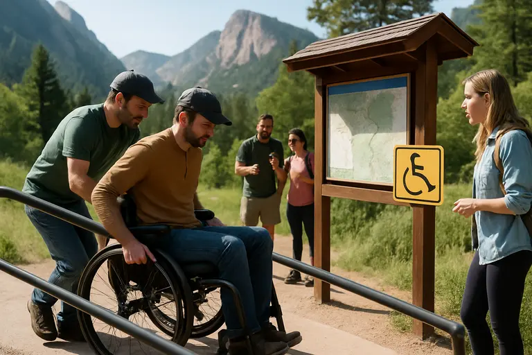 Accessible path leading toward a scenic Colorado overlook