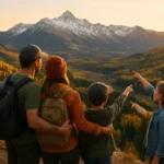 Colorado Tourism Spending reflected in travelers walking near Denver and mountain views