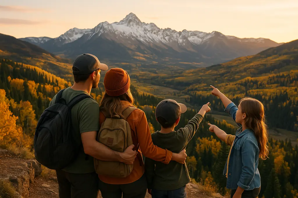Colorado Tourism Spending reflected in travelers walking near Denver and mountain views