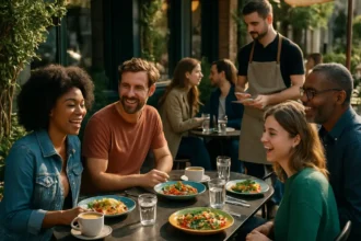 Travelers comparing local dining trends before choosing a neighborhood restaurant