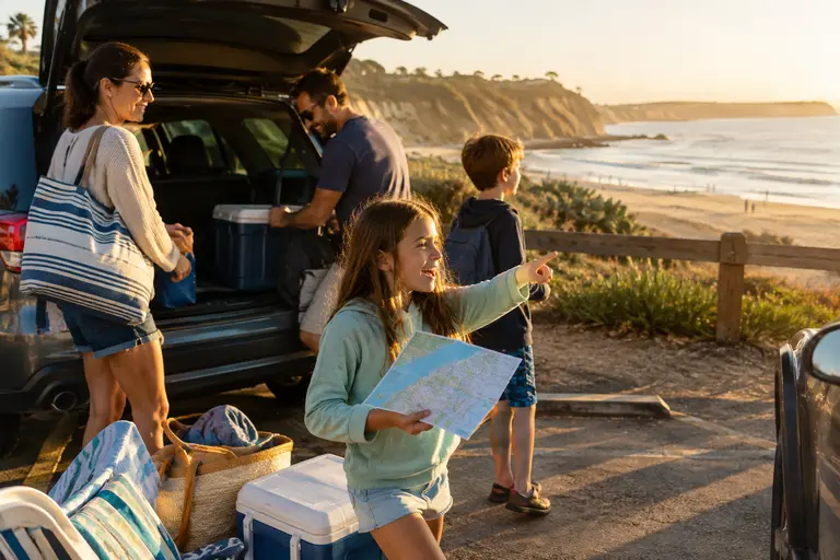 Coastal highway beside bluff and ocean in Orange County