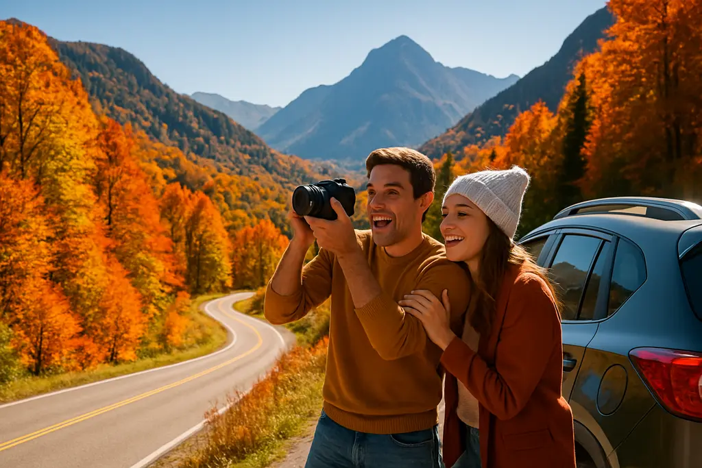 Colorado Fall Foliage on an aspen-lined mountain road in autumn