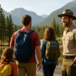 Yellowstone free entrance day visitors approaching a park road in late fall