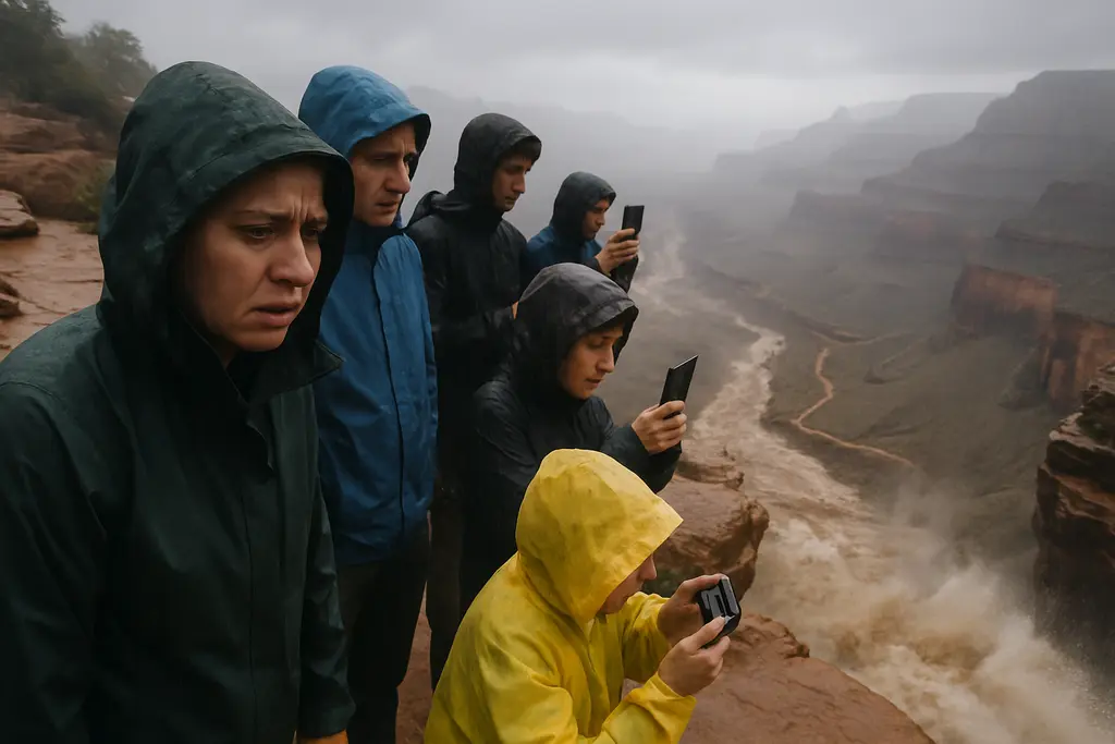 South Rim overlook scene after Grand Canyon flooding