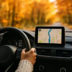 Scenic Driving Day route through autumn trees in Rock Creek Park