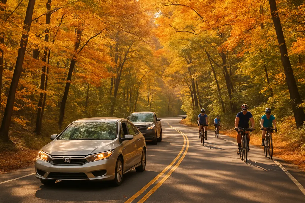 Scenic Driving Days route through wooded Rock Creek Park in fall